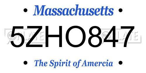 5ZHO847 Massachusetts License Plate