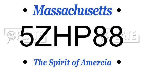 5ZHP88 Massachusetts License Plate