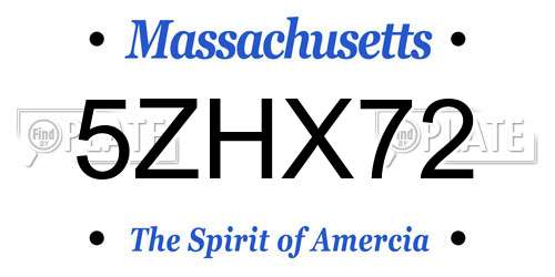 5ZHX72 Massachusetts License Plate