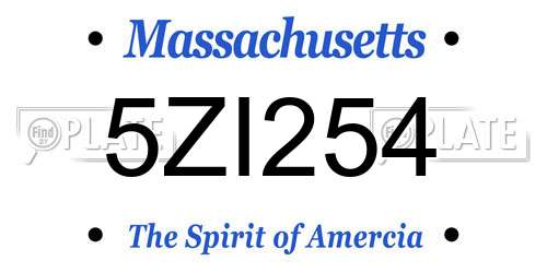 5ZI254 Massachusetts License Plate