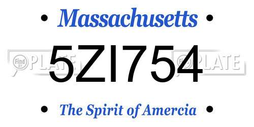 5ZI754 Massachusetts License Plate