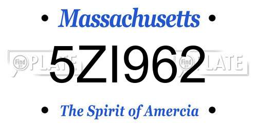 5ZI962 Massachusetts License Plate