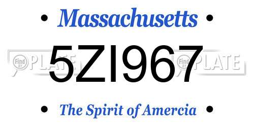 5ZI967 Massachusetts License Plate
