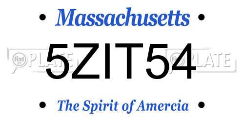 5ZIT54 Massachusetts License Plate
