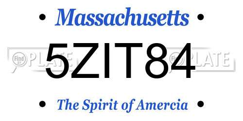 5ZIT84 Massachusetts License Plate