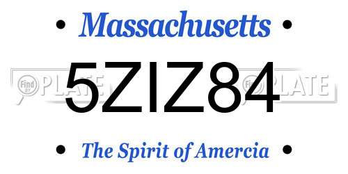 5ZIZ84 Massachusetts License Plate