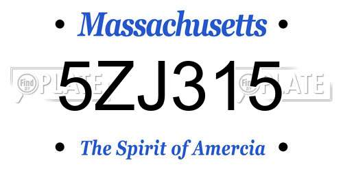 5ZJ315 Massachusetts License Plate