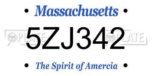 5ZJ342 Massachusetts License Plate