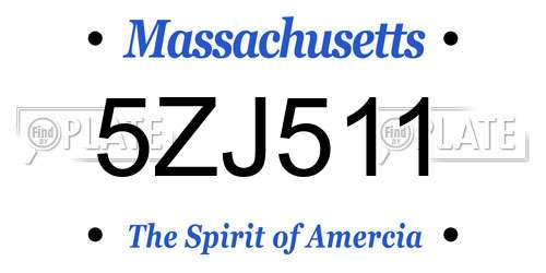 5ZJ511 Massachusetts License Plate
