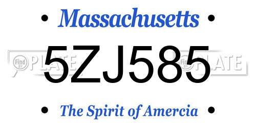 5ZJ585 Massachusetts License Plate