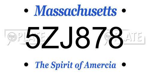 5ZJ878 Massachusetts License Plate