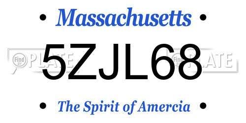5ZJL68 Massachusetts License Plate