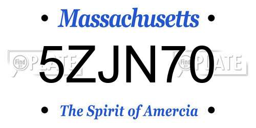 5ZJN70 Massachusetts License Plate