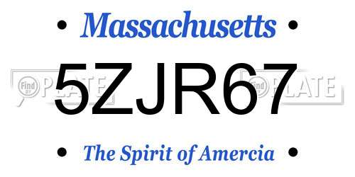 5ZJR67 Massachusetts License Plate
