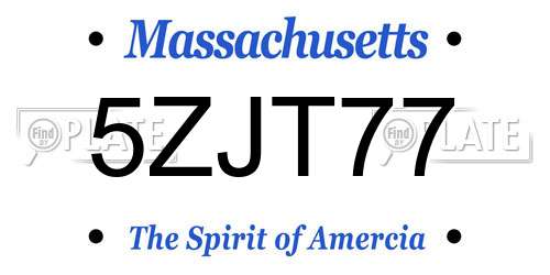 5ZJT77 Massachusetts License Plate