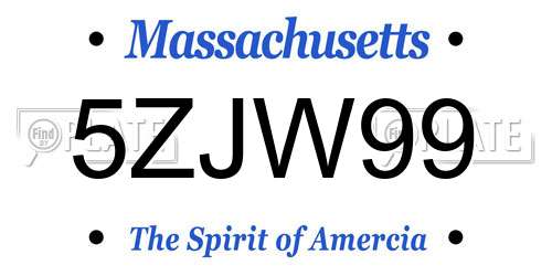 5ZJW99 Massachusetts License Plate