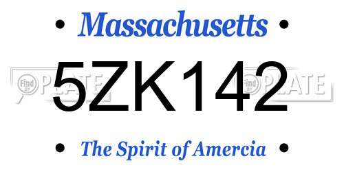 5ZK142 Massachusetts License Plate