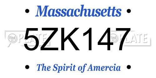 5ZK147 Massachusetts License Plate