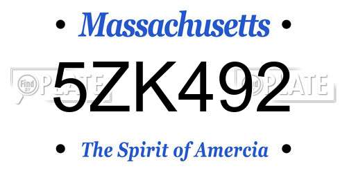 5ZK492 Massachusetts License Plate