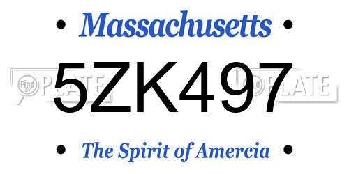 5ZK497 Massachusetts License Plate