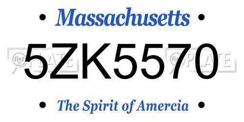 5ZK5570 Massachusetts License Plate
