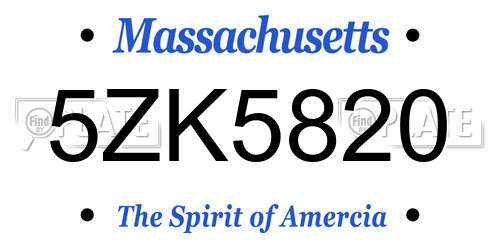 5ZK5820 Massachusetts License Plate