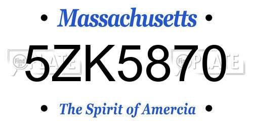 5ZK5870 Massachusetts License Plate