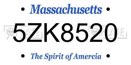 5ZK8520 Massachusetts License Plate