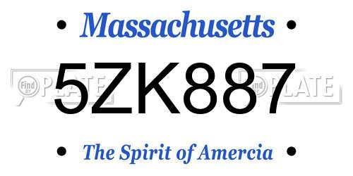 5ZK887 Massachusetts License Plate