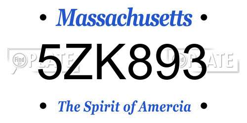 5ZK893 Massachusetts License Plate