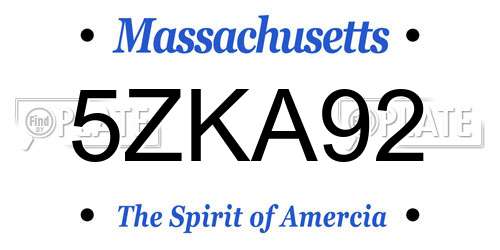5ZKA92 Massachusetts License Plate