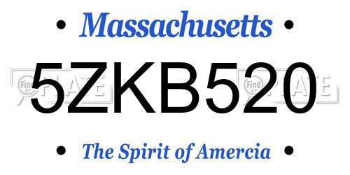 5ZKB520 Massachusetts License Plate