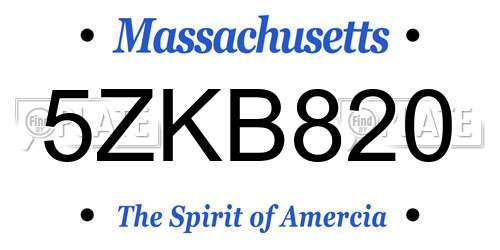 5ZKB820 Massachusetts License Plate