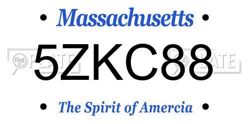 5ZKC88 Massachusetts License Plate