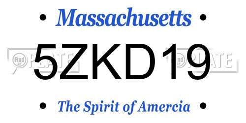 5ZKD19 Massachusetts License Plate