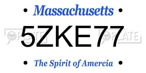 5ZKE77 Massachusetts License Plate