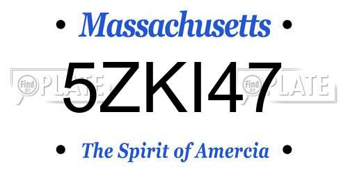 5ZKI47 Massachusetts License Plate
