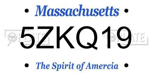 5ZKQ19 Massachusetts License Plate