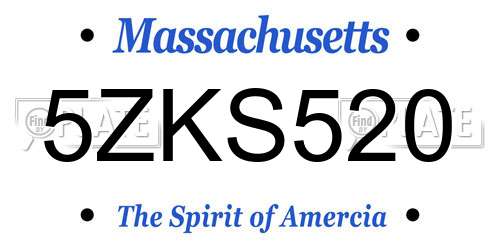 5ZKS520 Massachusetts License Plate