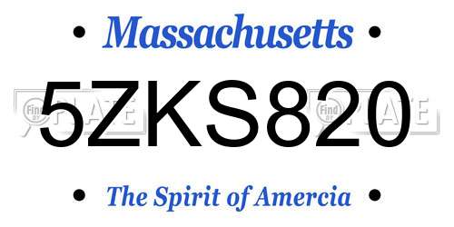 5ZKS820 Massachusetts License Plate