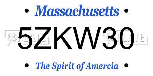 5ZKW30 Massachusetts License Plate