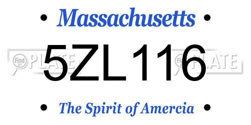 5ZL116 Massachusetts License Plate