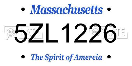 5ZL1226 Massachusetts License Plate