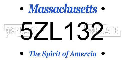5ZL132 Massachusetts License Plate