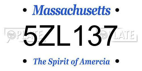 5ZL137 Massachusetts License Plate
