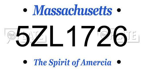 5ZL1726 Massachusetts License Plate