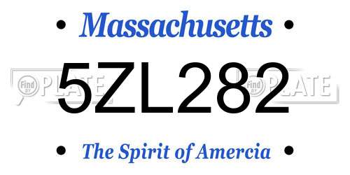 5ZL282 Massachusetts License Plate
