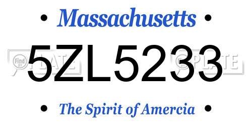 5ZL5233 Massachusetts License Plate