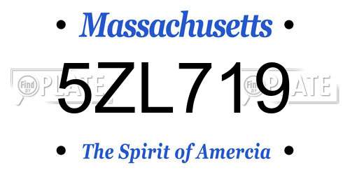 5ZL719 Massachusetts License Plate