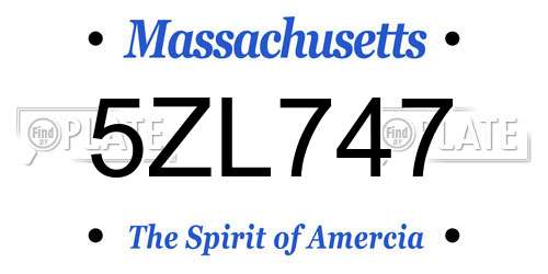 5ZL747 Massachusetts License Plate